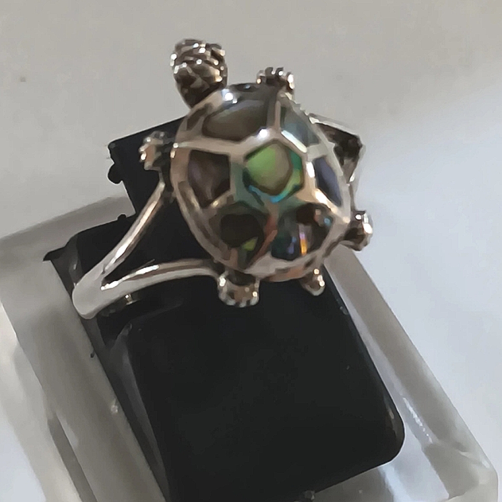 Ring Sterling Silver Turtle Abalone - image 1